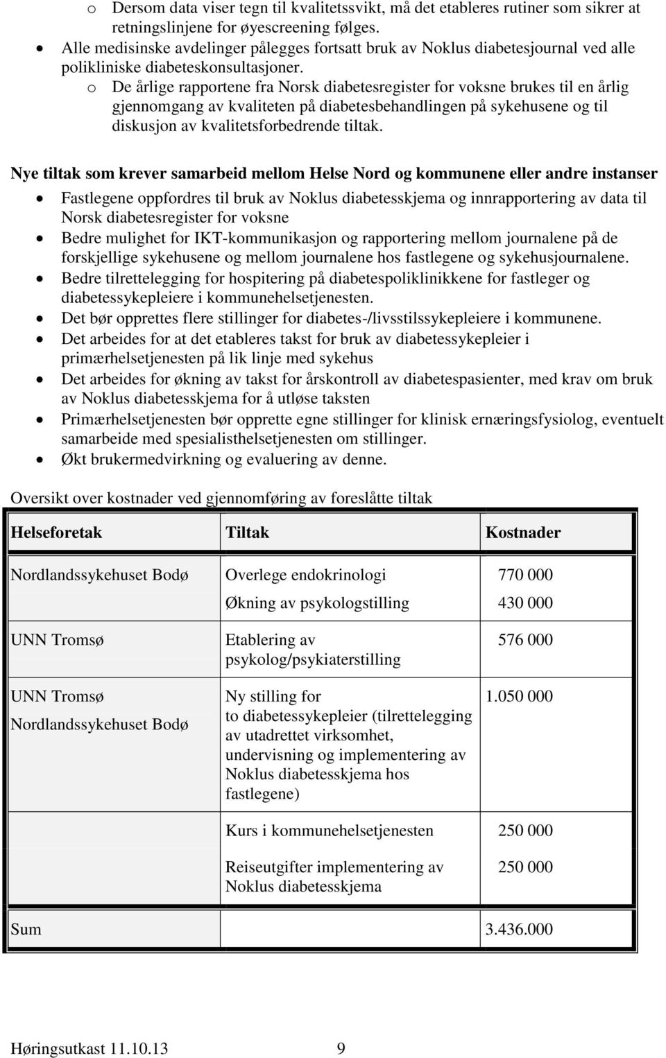 o De årlige rapportene fra Norsk diabetesregister for voksne brukes til en årlig gjennomgang av kvaliteten på diabetesbehandlingen på sykehusene og til diskusjon av kvalitetsforbedrende tiltak.