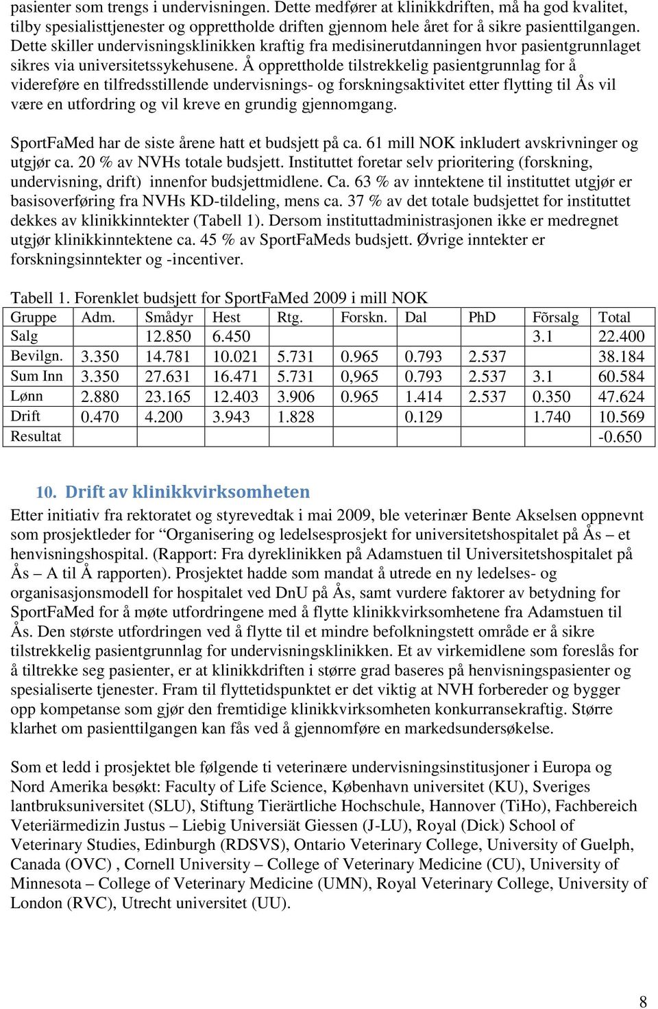 Å opprettholde tilstrekkelig pasientgrunnlag for å videreføre en tilfredsstillende undervisnings- og forskningsaktivitet etter flytting til Ås vil være en utfordring og vil kreve en grundig