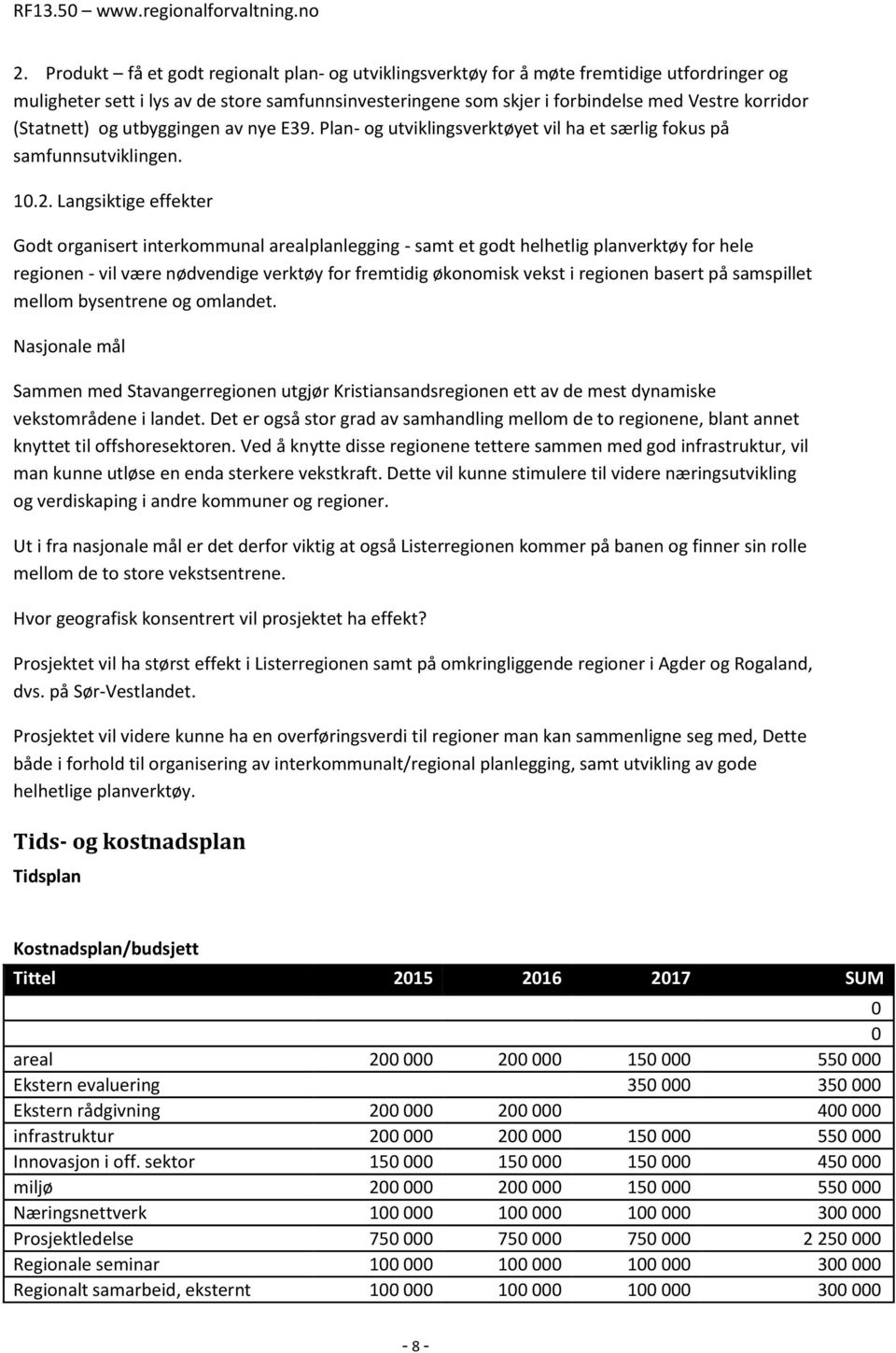 Langsiktige effekter Godt organisert interkommunal arealplanlegging - samt et godt helhetlig planverktøy for hele regionen - vil være nødvendige verktøy for fremtidig økonomisk vekst i regionen