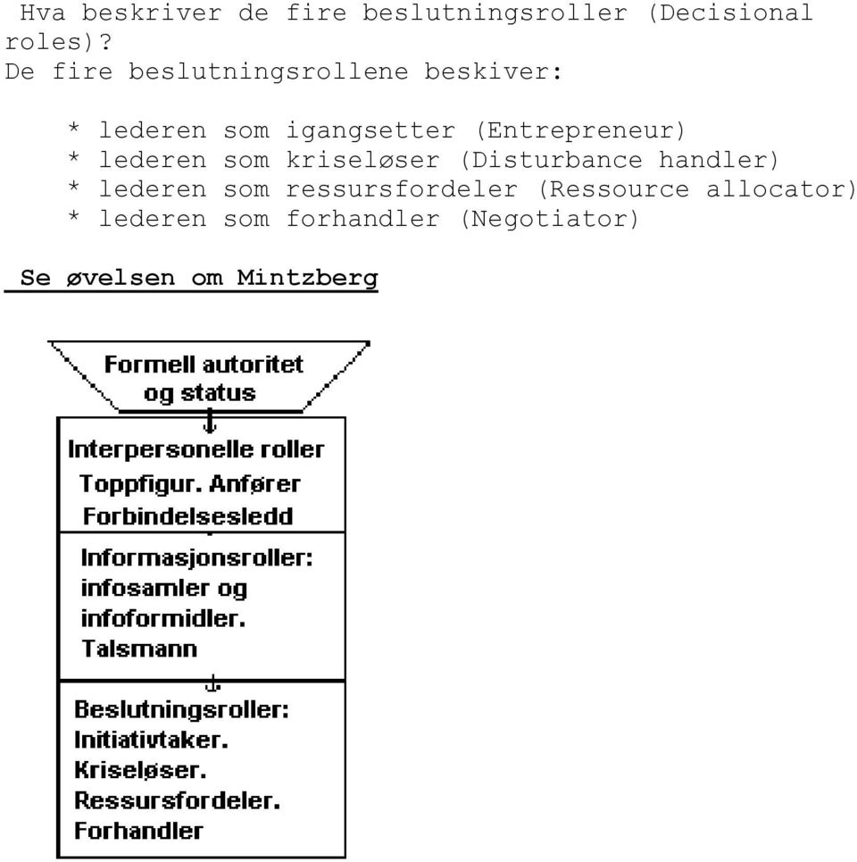 (Entrepreneur) * lederen som kriseløser (Disturbance handler) * lederen