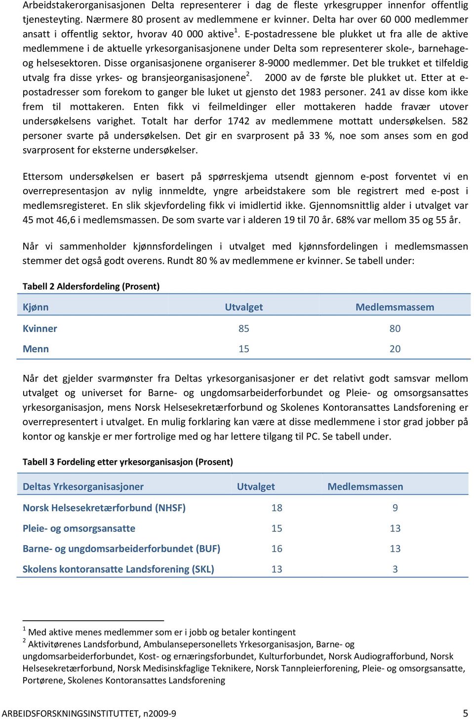 E postadressene ble plukket ut fra alle de aktive medlemmene i de aktuelle yrkesorganisasjonene under Delta som representerer skole, barnehageog helsesektoren.