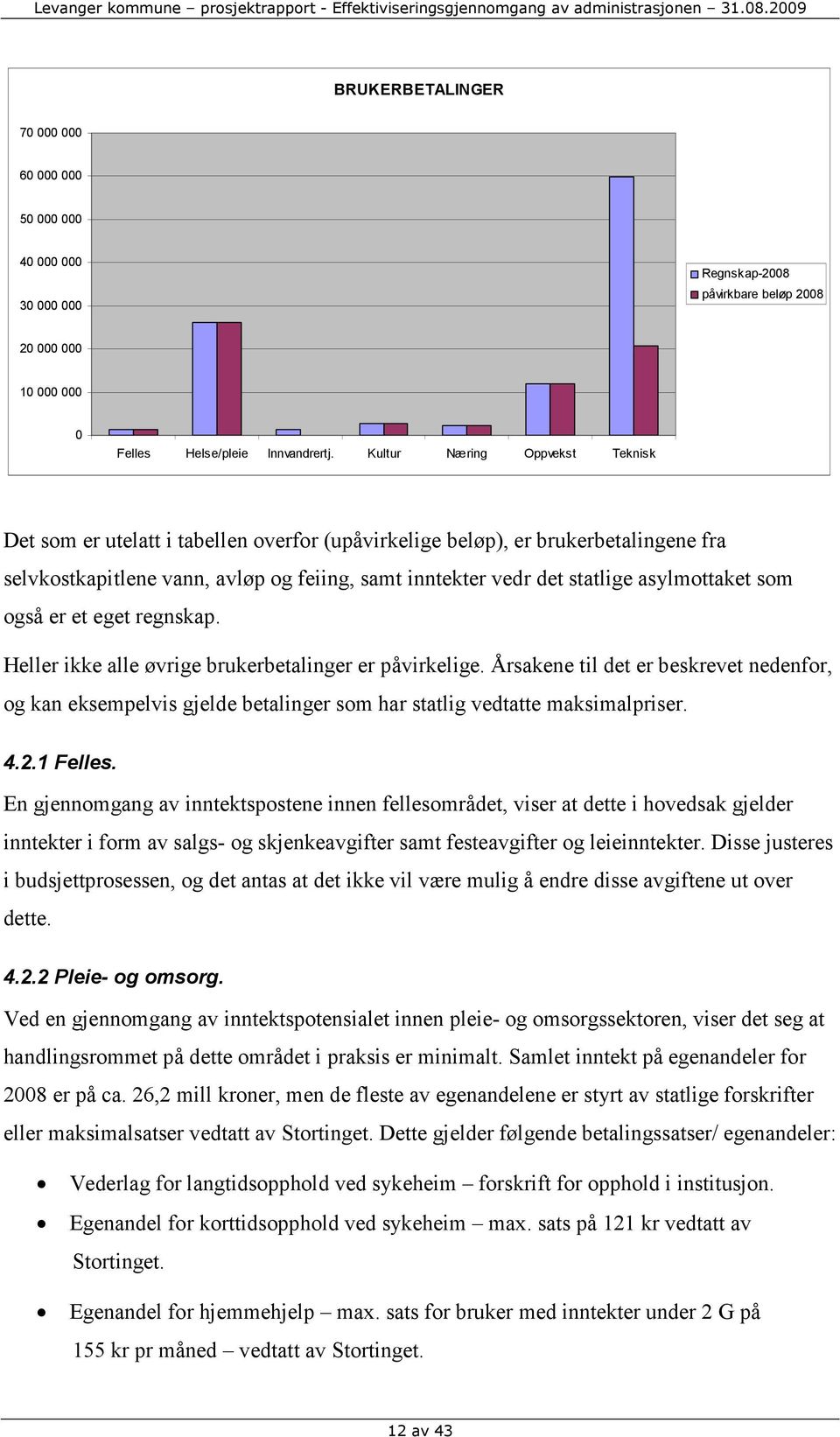 asylmottaket som også er et eget regnskap. Heller ikke alle øvrige brukerbetalinger er påvirkelige.