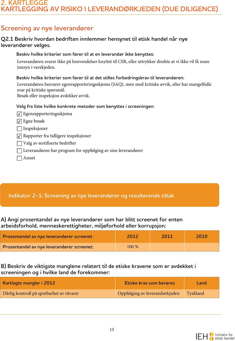 Beskiv hvilke kriterier som fører til at det stilles forbedringskrav til leverandøren: Leverandøren besvarer egenrapporteringsskjema (SAQ), men med kritiske avvik, eller har mangelfulle svar på