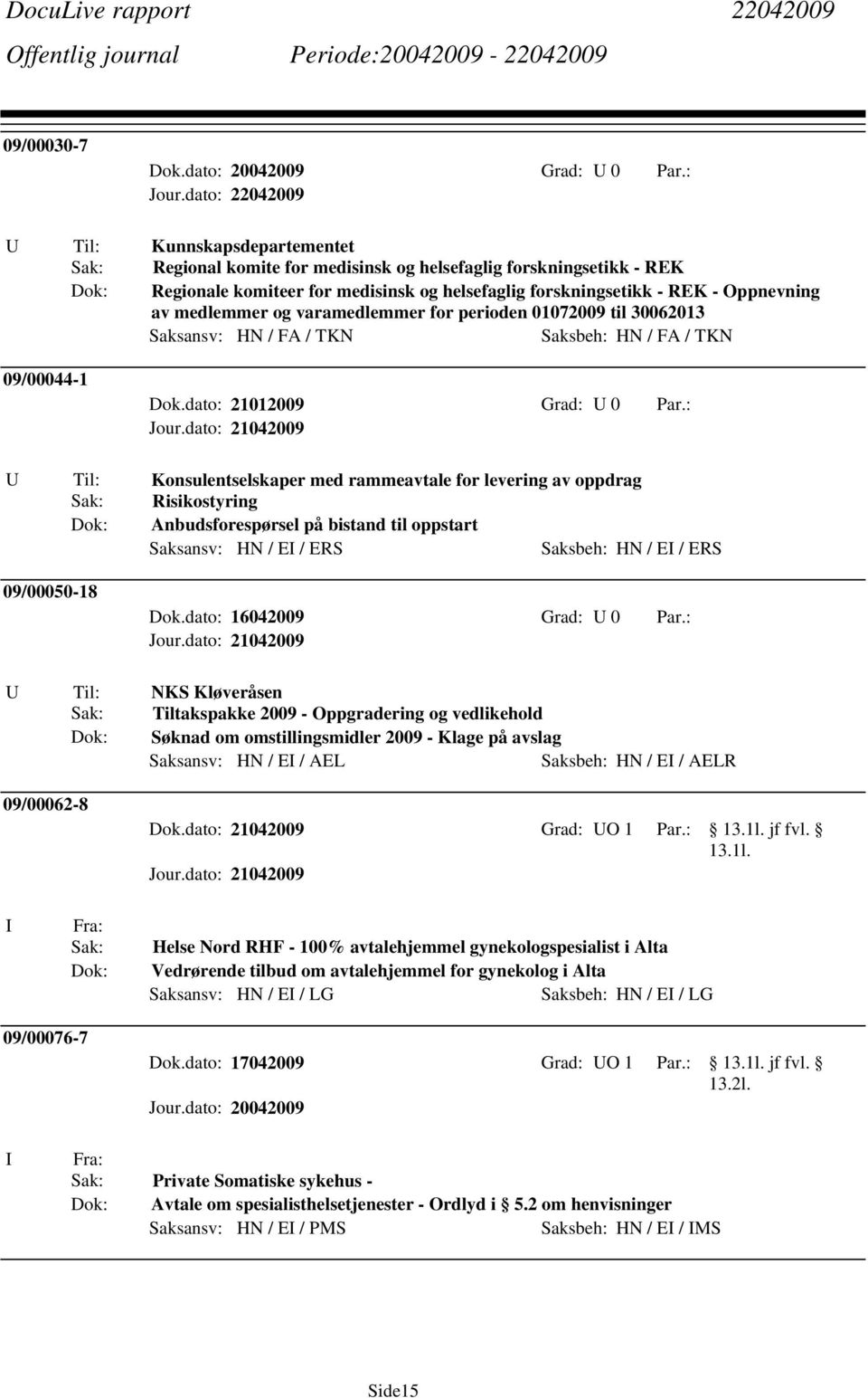 : U Til: Konsulentselskaper med rammeavtale for levering av oppdrag Sak: Risikostyring Anbudsforespørsel på bistand til oppstart Saksansv: HN / EI / ERS Saksbeh: HN / EI / ERS 09/00050-18 Dok.