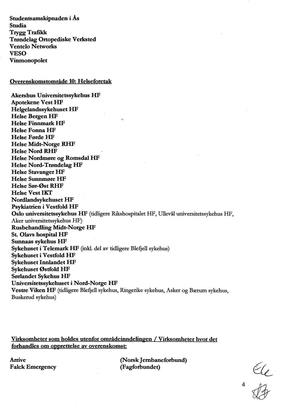 Helse Sunnmøre HF Helse Sør-Øst RHF Helse Vest IKT Nordlandsykehuset HF Psykiatrien i Vestfold HF Oslo universitetssykehus HF (tidligere Rikshospitalet HF, Ullevål universitetssykehus HF, Aker