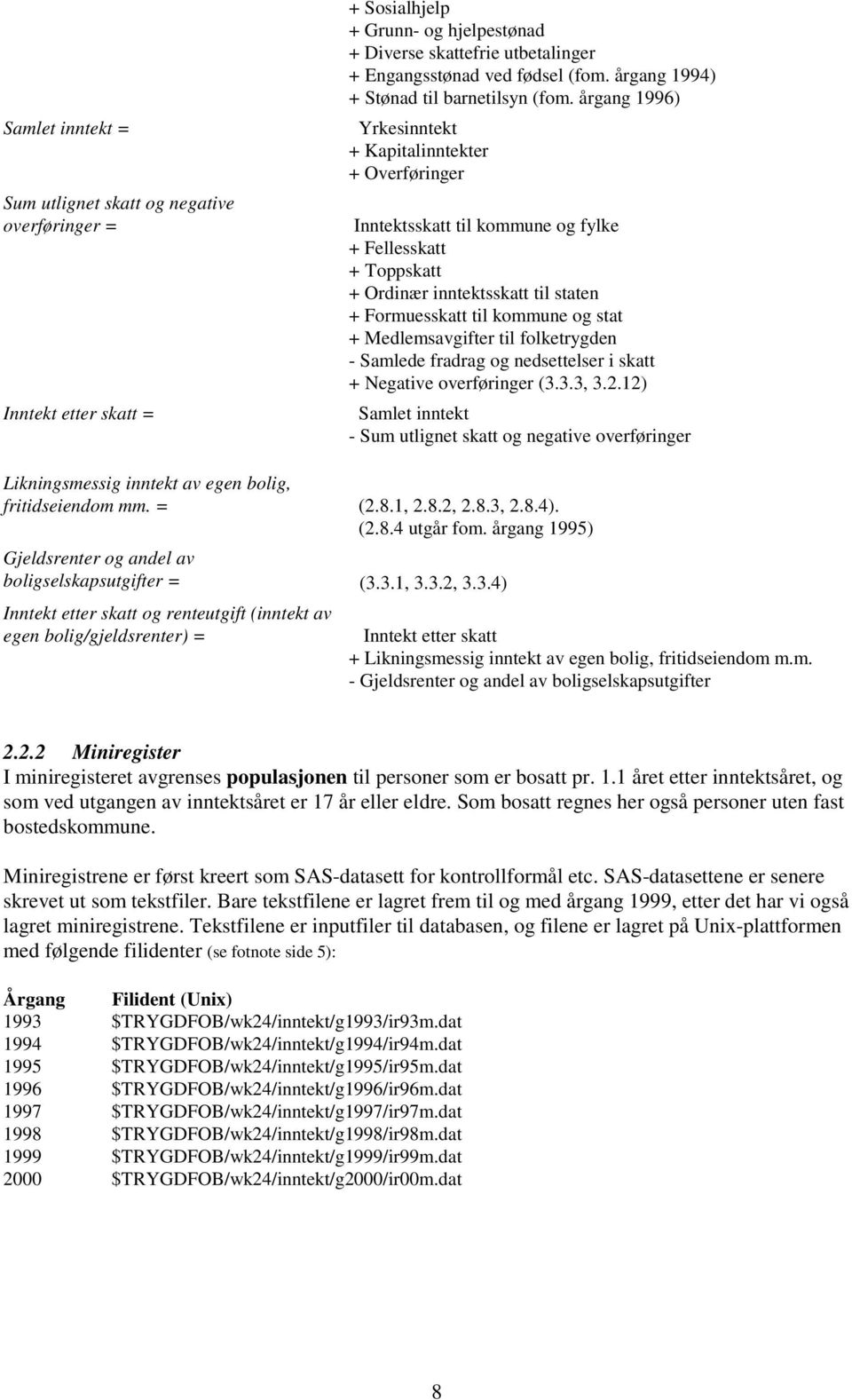 årgang 1996) Yrkesinntekt + Kapitalinntekter + Overføringer Inntektsskatt til kommune og fylke + Fellesskatt + Toppskatt + Ordinær inntektsskatt til staten + Formuesskatt til kommune og stat +