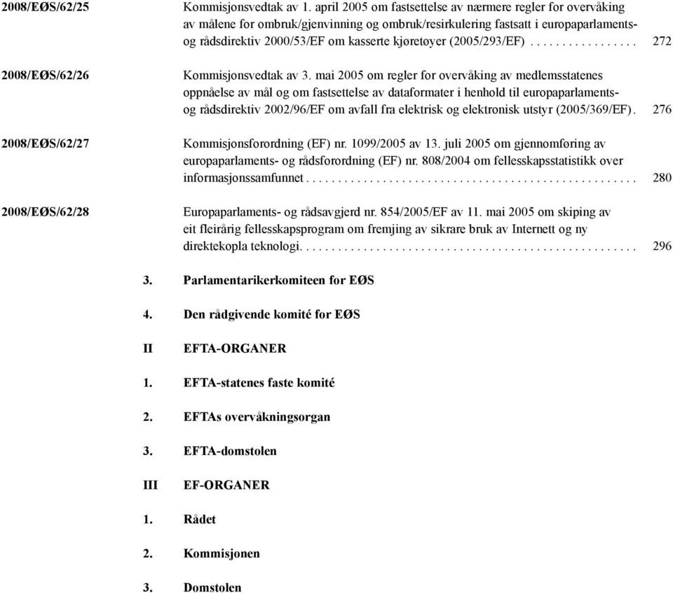 (2005/293/EF)... 272 Kommisjonsvedtak av 3.