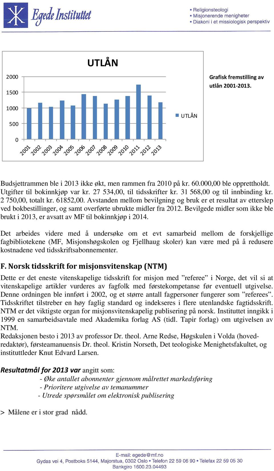 Avstanden mellom bevilgning og bruk er et resultat av etterslep ved bokbestillinger, og samt overførte ubrukte midler fra 2012.