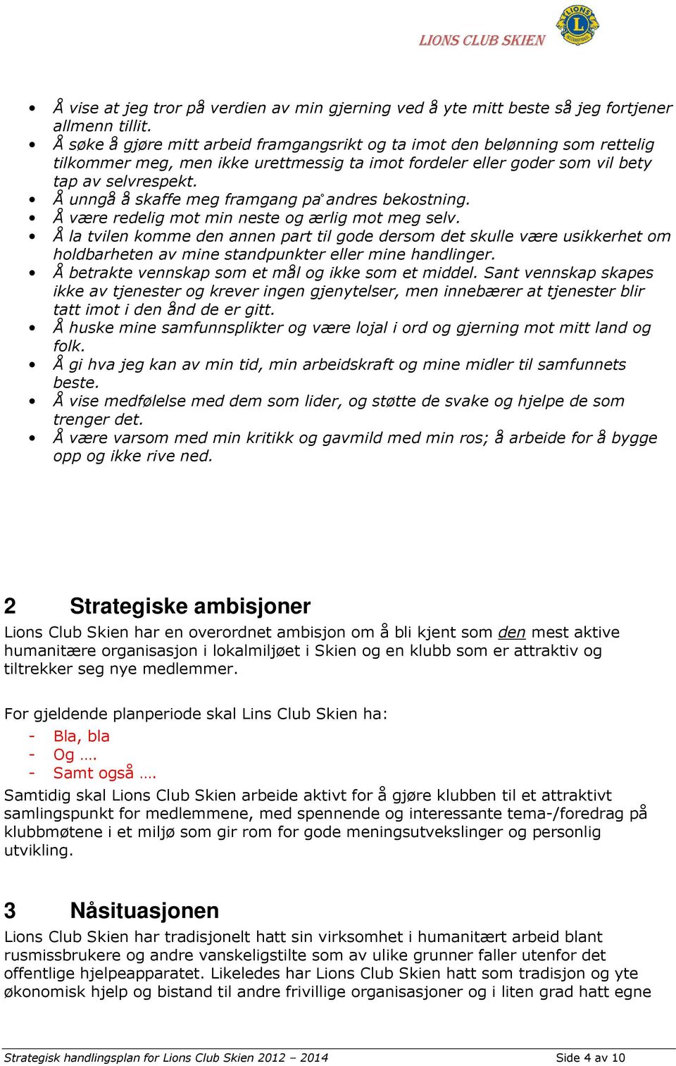 Å unngå å skaffe meg framgang pa andres bekostning. Å være redelig mot min neste og ærlig mot meg selv.