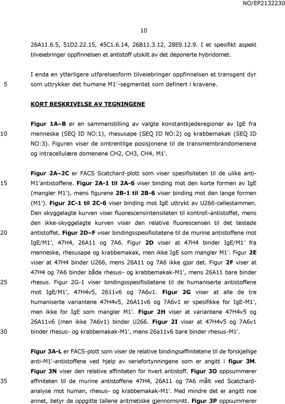 KORT BESKRIVELSE AV TEGNINGENE Figur 1A B er en sammenstilling av valgte konstantkjederegioner av IgE fra menneske (SEQ ID NO:1), rhesusape (SEQ ID NO:2) og krabbemakak (SEQ ID NO:3).