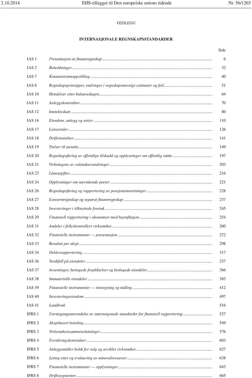 .. 80 IAS 16 Eiendom, anlegg og utstyr... 110 IAS 17 Leieavtaler... 126 IAS 18 Driftsinntekter... 141 IAS 19 Ytelser til ansatte.