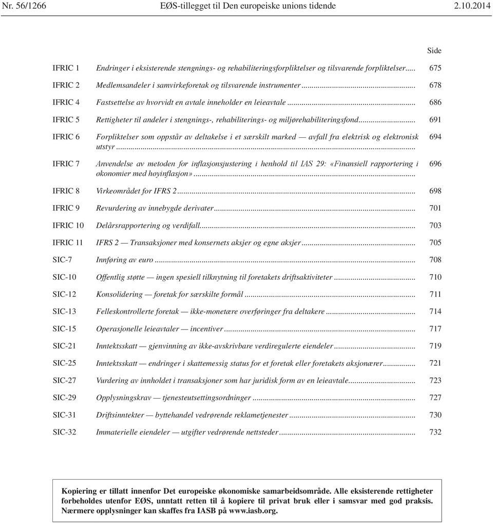 .. 686 IFRIC 5 Rettigheter til andeler i stengnings-, rehabiliterings- og miljørehabiliteringsfond.