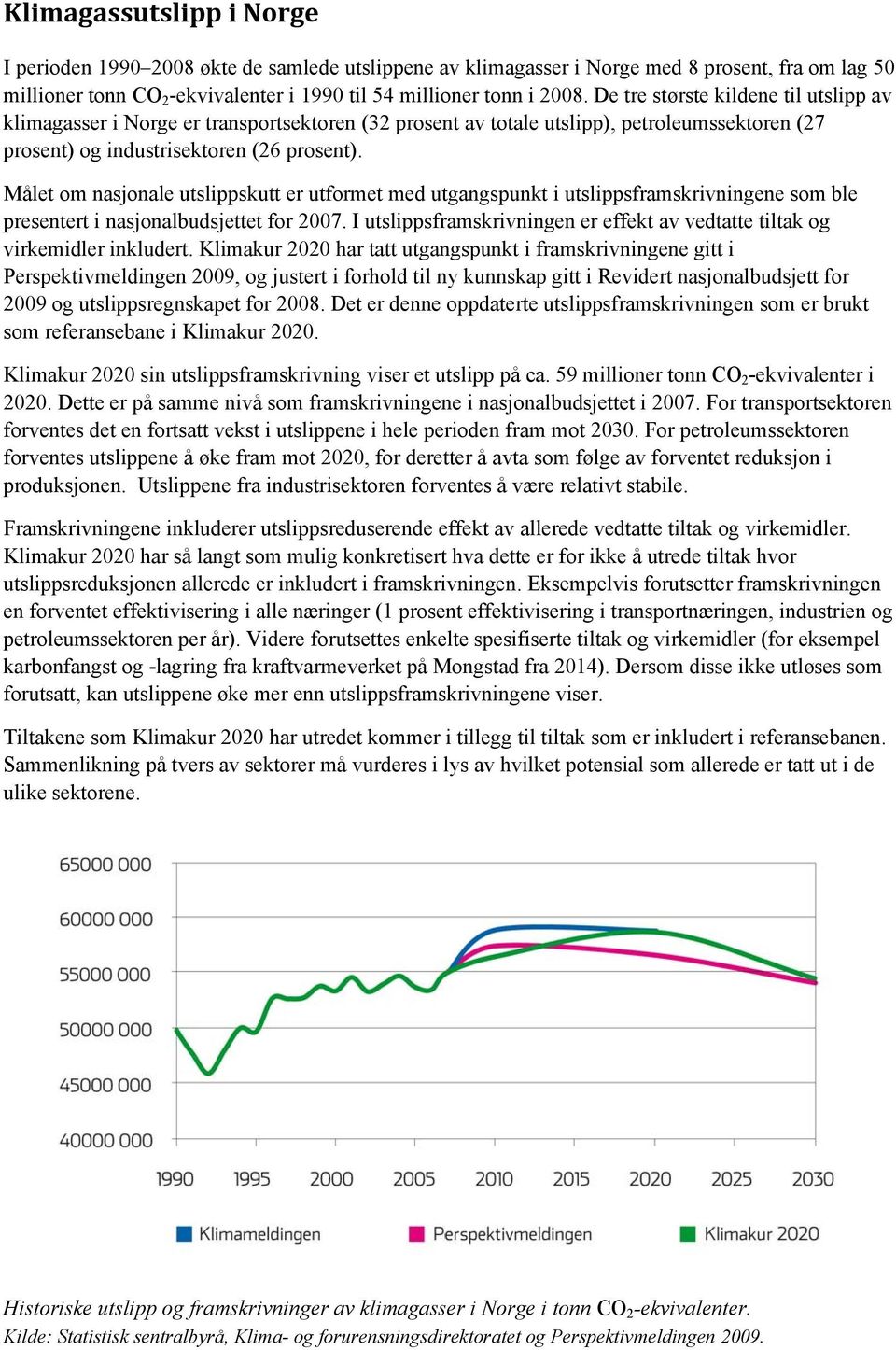 Målet om nasjonale utslippskutt er utformet med utgangspunkt i utslippsframskrivningene som ble presentert i nasjonalbudsjettet for 2007.