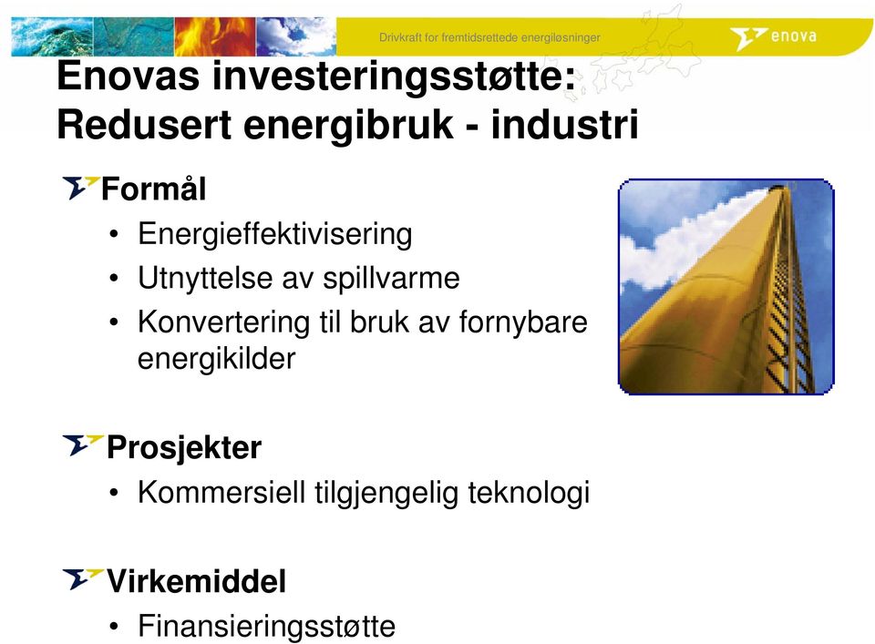 Konvertering til bruk av fornybare energikilder Prosjekter