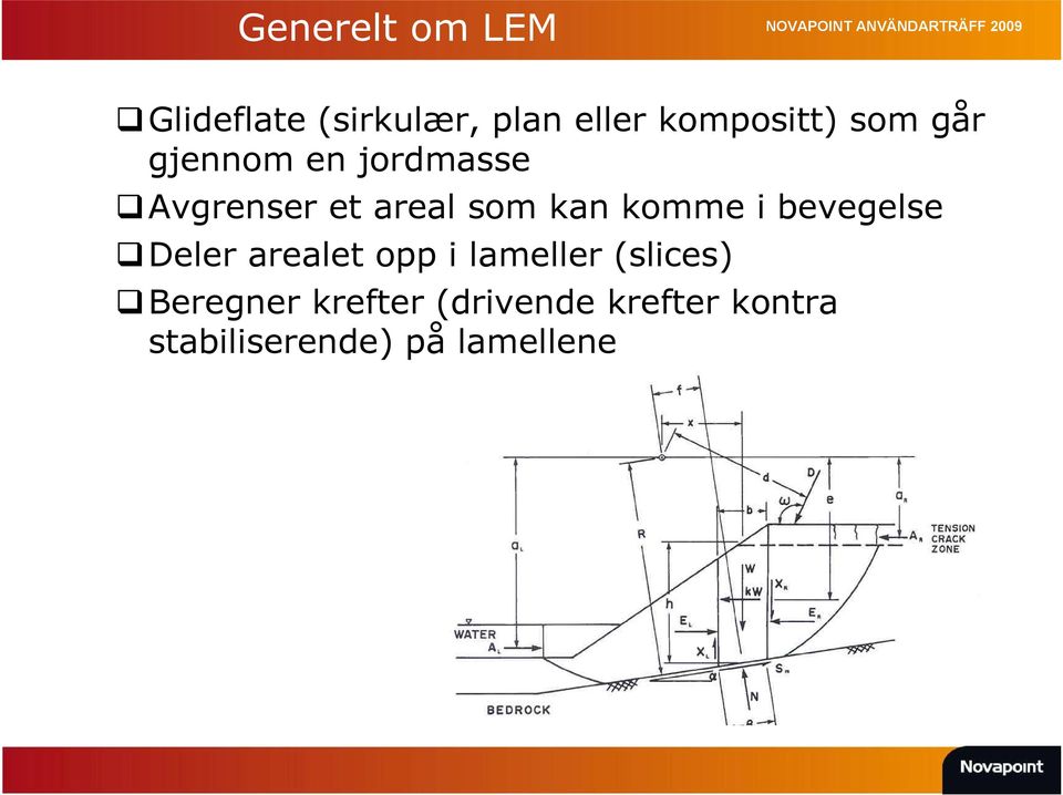 komme i bevegelse Deler arealet opp i lameller (slices)