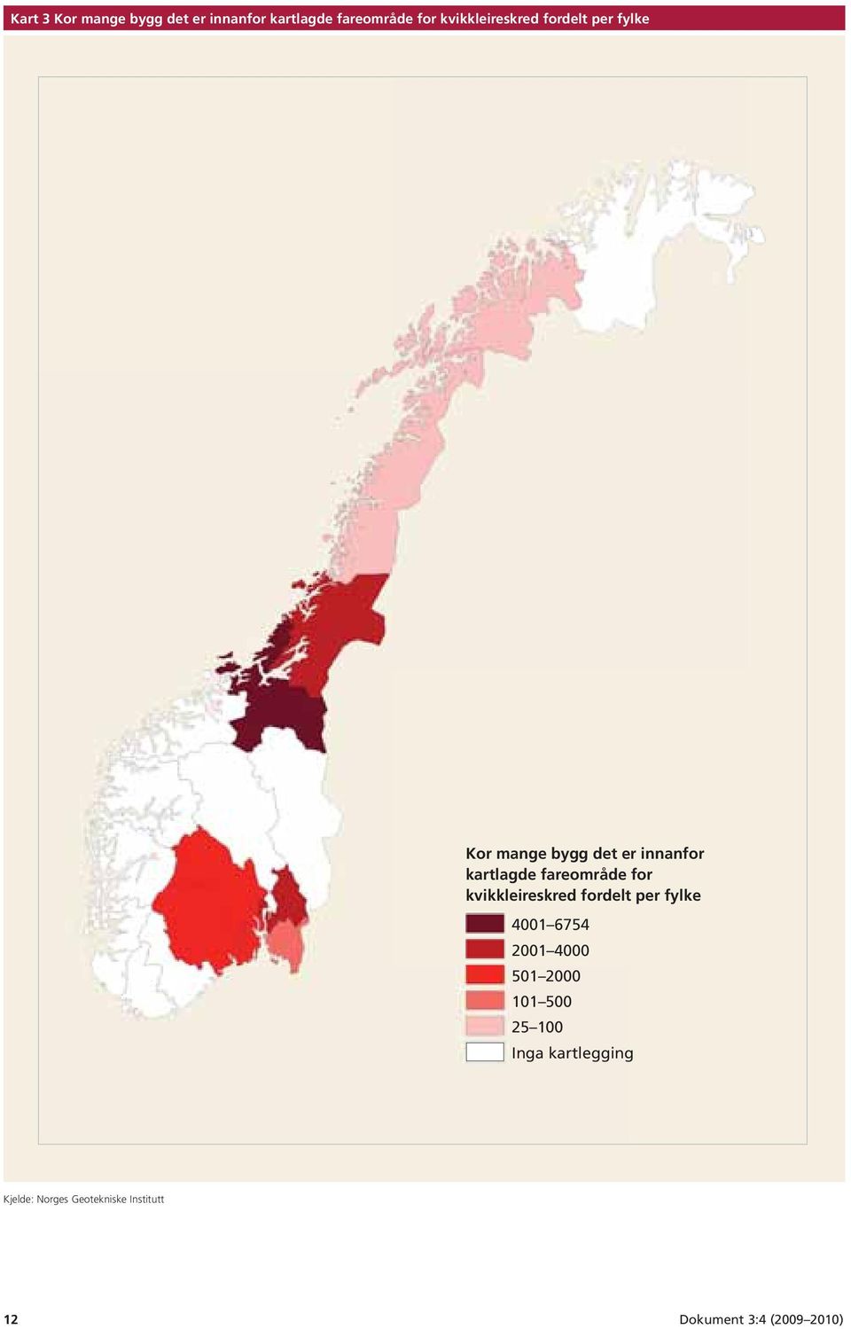 fareområde for kvikkleireskred fordelt per fylke 4001 6754 2001 4000 501 2000