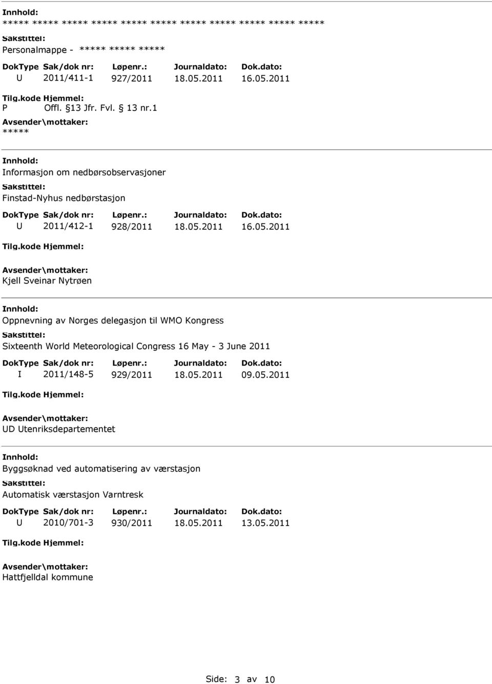 1 ***** nformasjon om nedbørsobservasjoner Finstad-Nyhus nedbørstasjon 2011/412-1 928/2011 Kjell Sveinar Nytrøen Oppnevning av Norges