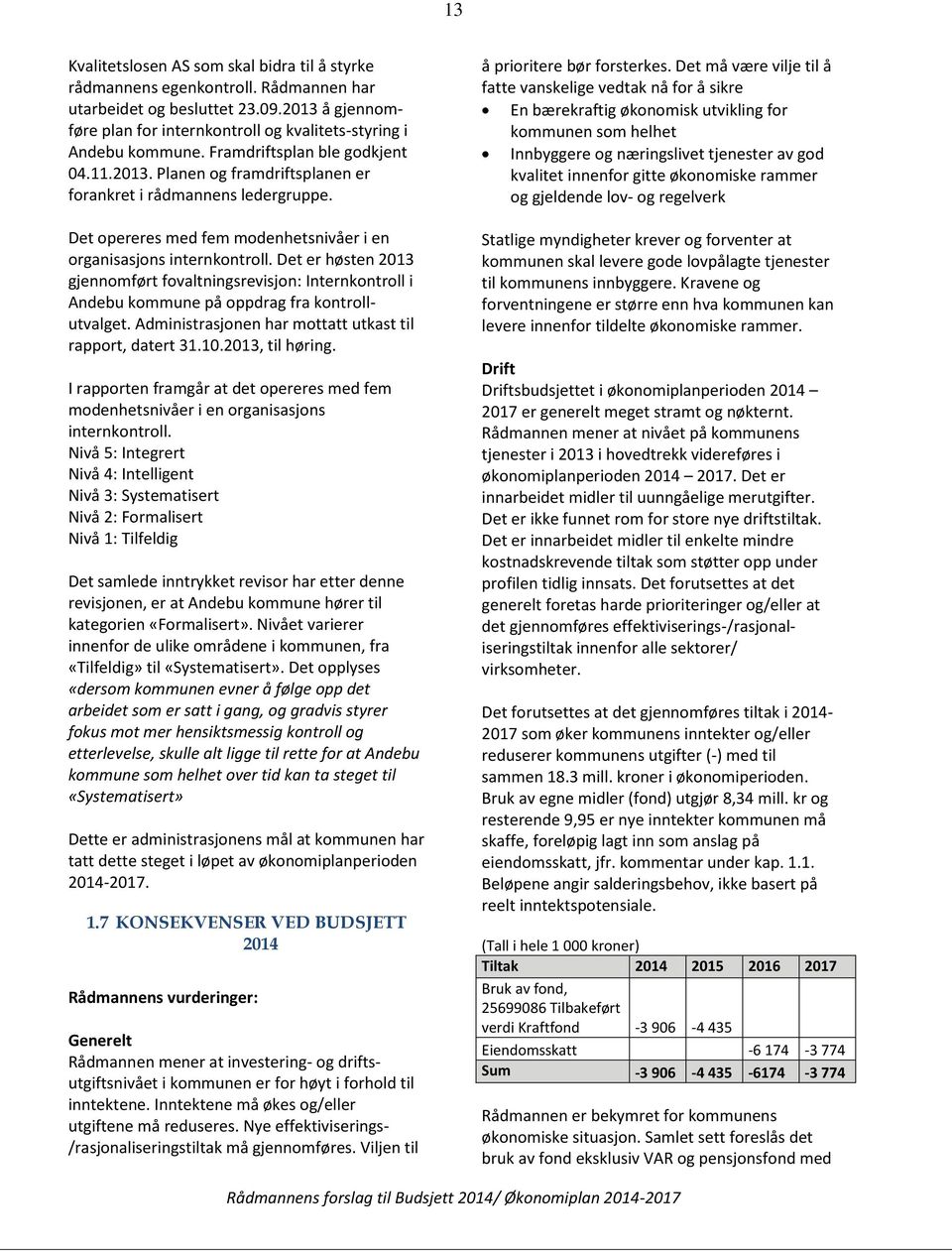 Det er høsten gjennomført fovaltningsrevisjon: Internkontroll i Andebu kommune på oppdrag fra kontrollutvalget. Administrasjonen har mottatt utkast til rapport, datert 31.10., til høring.