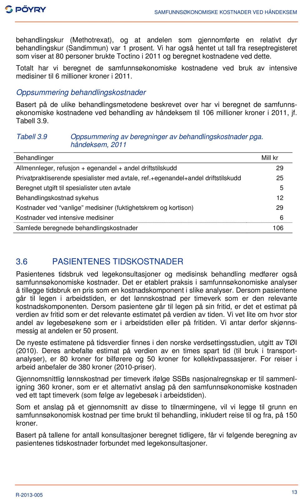 Totalt har vi beregnet de samfunnsøkonomiske kostnadene ved bruk av intensive medisiner til 6 millioner kroner i 2011.