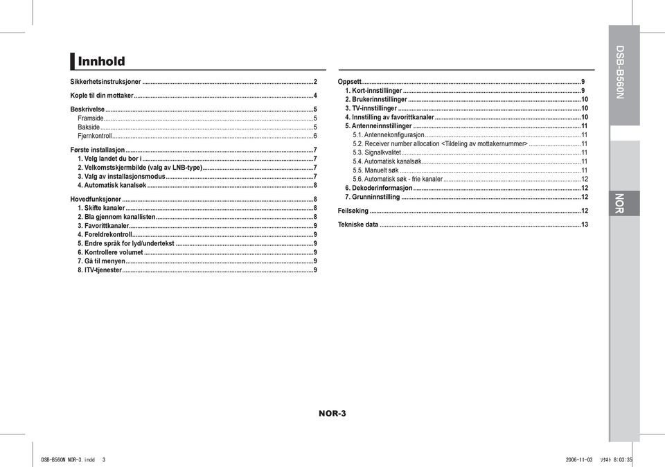 Foreldrekontroll...9 5. Endre språk for lyd/undertekst...9 6. Kontrollere volumet...9 7. Gå til menyen...9 8. ITV-tjenester...9 Oppsett...9 1. Kort-innstillinger...9 2. Brukerinnstillinger...10 3.