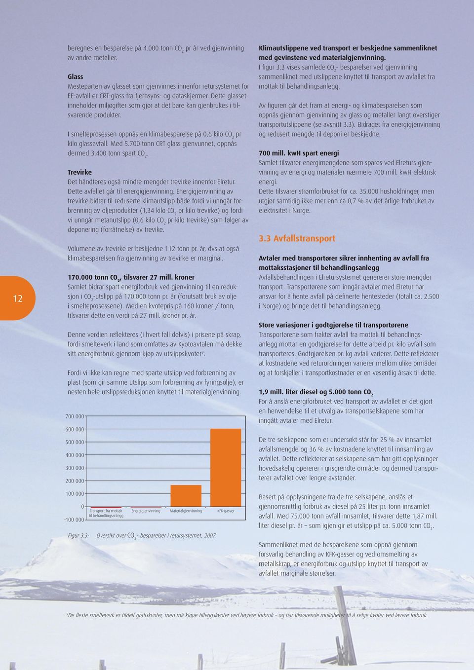 Dette glasset inneholder miljøgifter som gjør at det bare kan gjenbrukes i tilsvarende produkter. I smelteprosessen oppnås en klimabesparelse på 0,6 kilo CO 2 pr kilo glassavfall. Med 5.