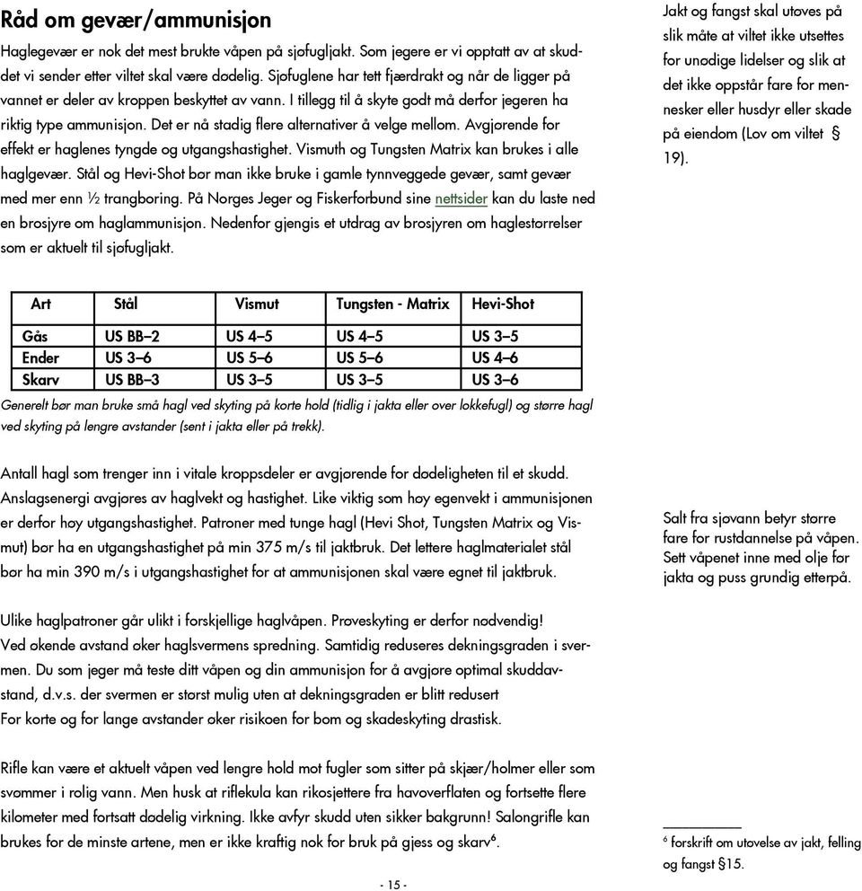 Det er nå stadig flere alternativer å velge mellom. Avgjørende for effekt er haglenes tyngde og utgangshastighet. Vismuth og Tungsten Matrix kan brukes i alle haglgevær.