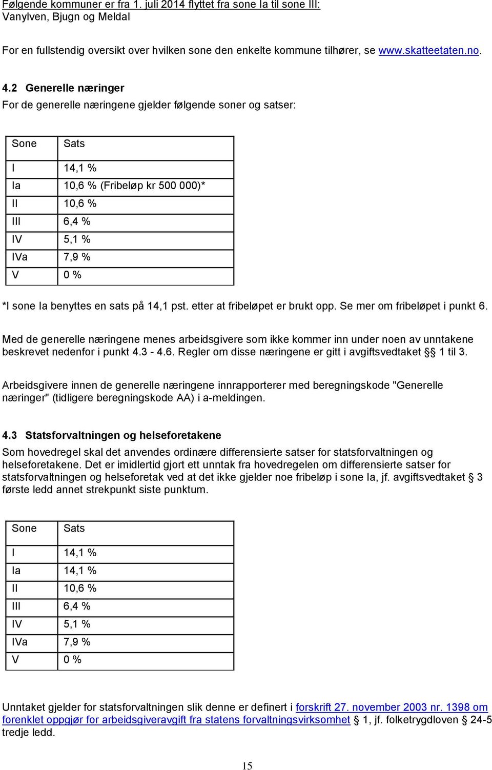 en sats på 14,1 pst. etter at fribeløpet er brukt opp. Se mer om fribeløpet i punkt 6.