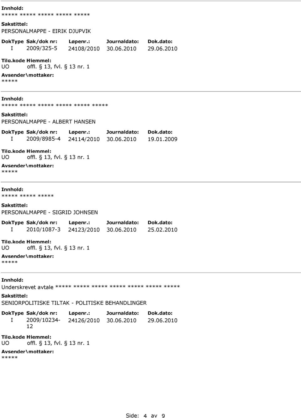 19.01.2009 PERSONALMAPPE - SGRD JOHNSEN O 2010/1087-3 24123/2010 25.02.