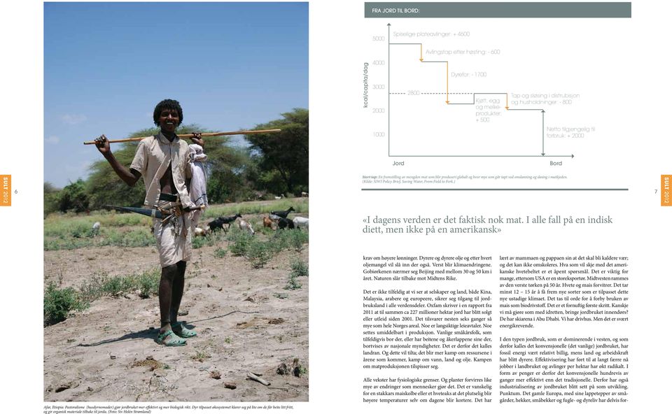 og sløsing i matkjeden. (Kilde: SIWI Policy Brief, Saving Water, From Field to Fork.) 6 7 «I dagens verden er det faktisk nok mat.