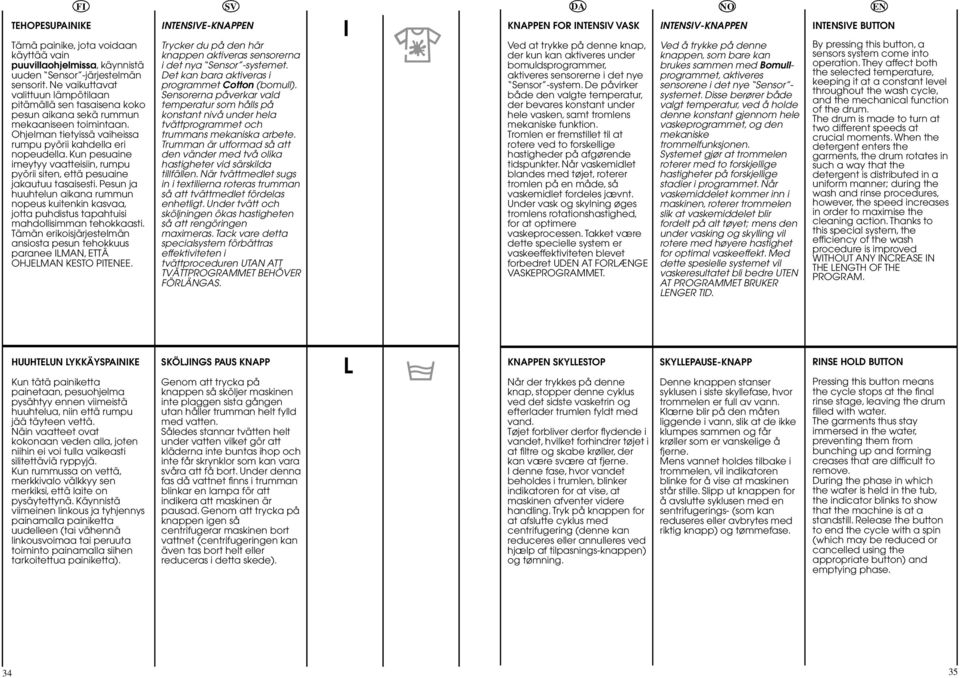 Kun pesuaine imeytyy vaatteisiin, rumpu pyörii siten, että pesuaine jakautuu tasaisesti.