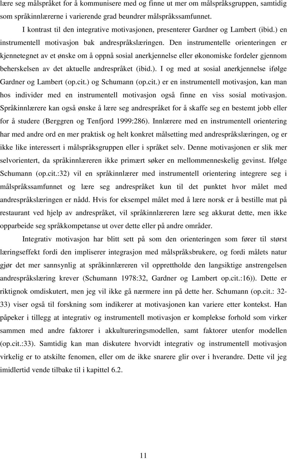 Den instrumentelle orienteringen er kjennetegnet av et ønske om å oppnå sosial anerkjennelse eller økonomiske fordeler gjennom beherskelsen av det aktuelle andrespråket (ibid.).