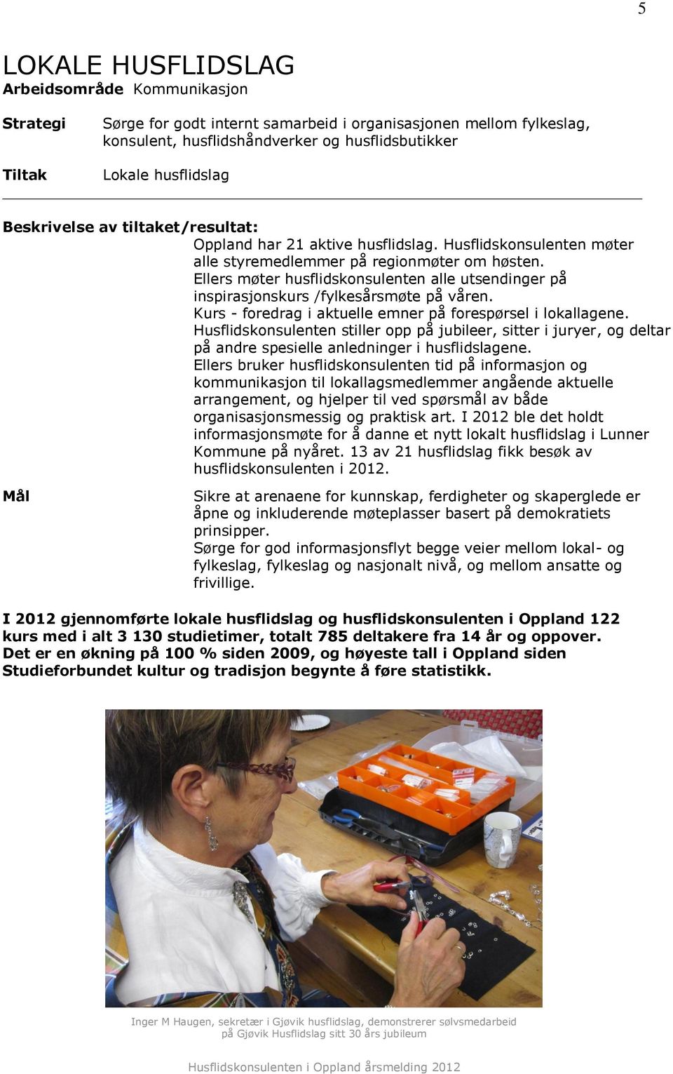 Ellers møter husflidskonsulenten alle utsendinger på inspirasjonskurs /fylkesårsmøte på våren. Kurs - foredrag i aktuelle emner på forespørsel i lokallagene.