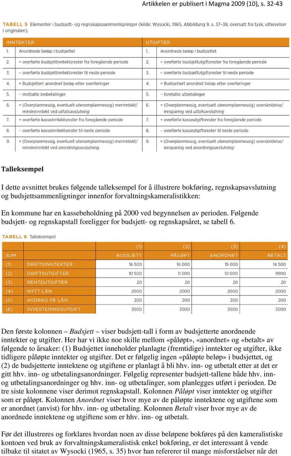 Den første kolonnen Budsjett viser budsjett-tall i form av budsjetterte anordnende inntekter og utgifter.