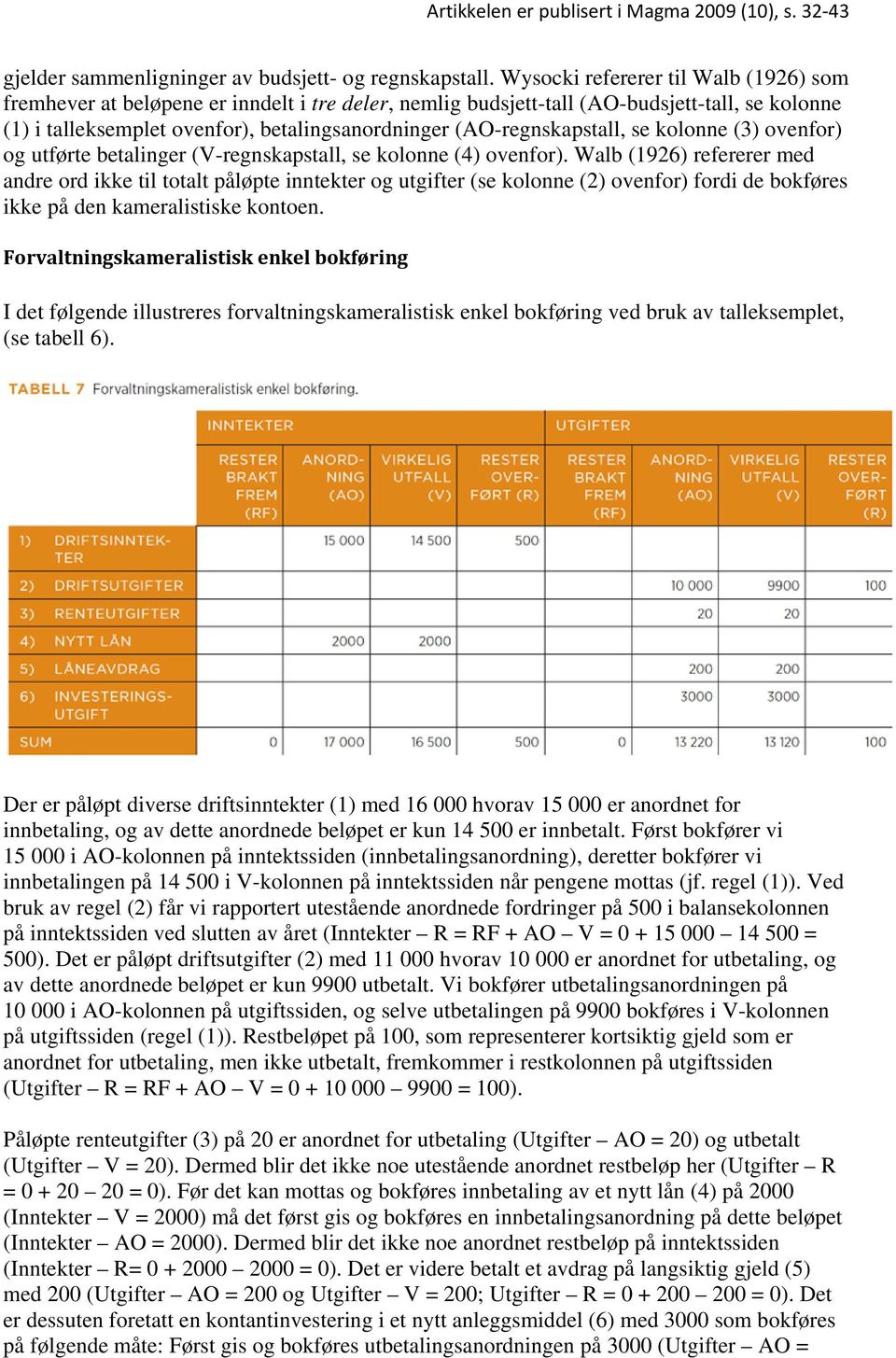 (AO-regnskapstall, se kolonne (3) ovenfor) og utførte betalinger (V-regnskapstall, se kolonne (4) ovenfor).