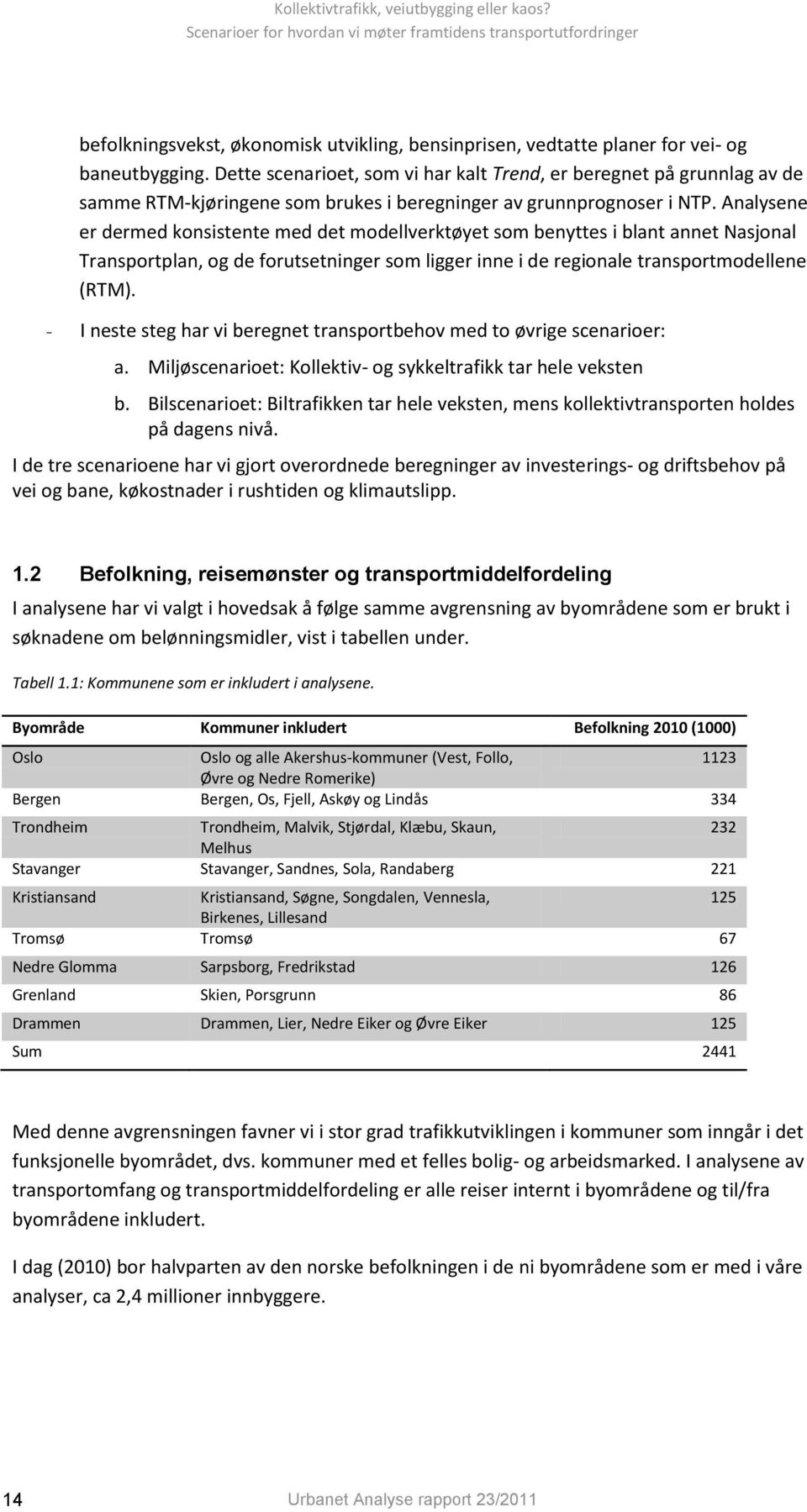 Analysene er dermed konsistente med det modellverktøyet som benyttes i blant annet Nasjonal Transportplan, og de forutsetninger som ligger inne i de regionale transportmodellene (RTM).