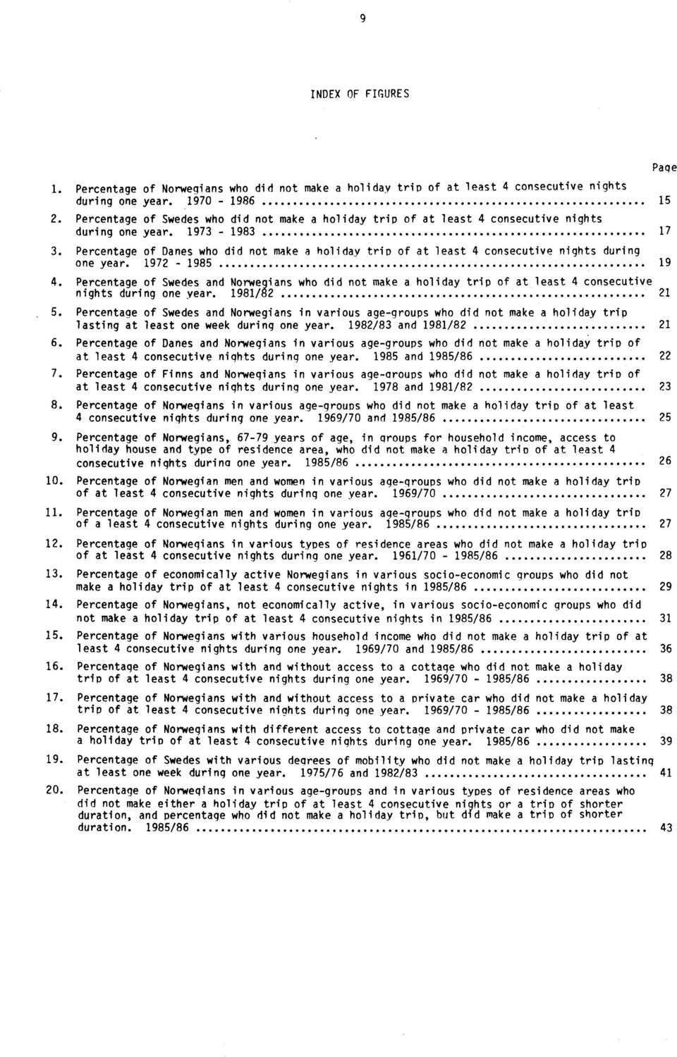 Percentage of Danes who did not make a holiday trin of at least 4 consecutive nights during one year. 1972-1985 19 4.