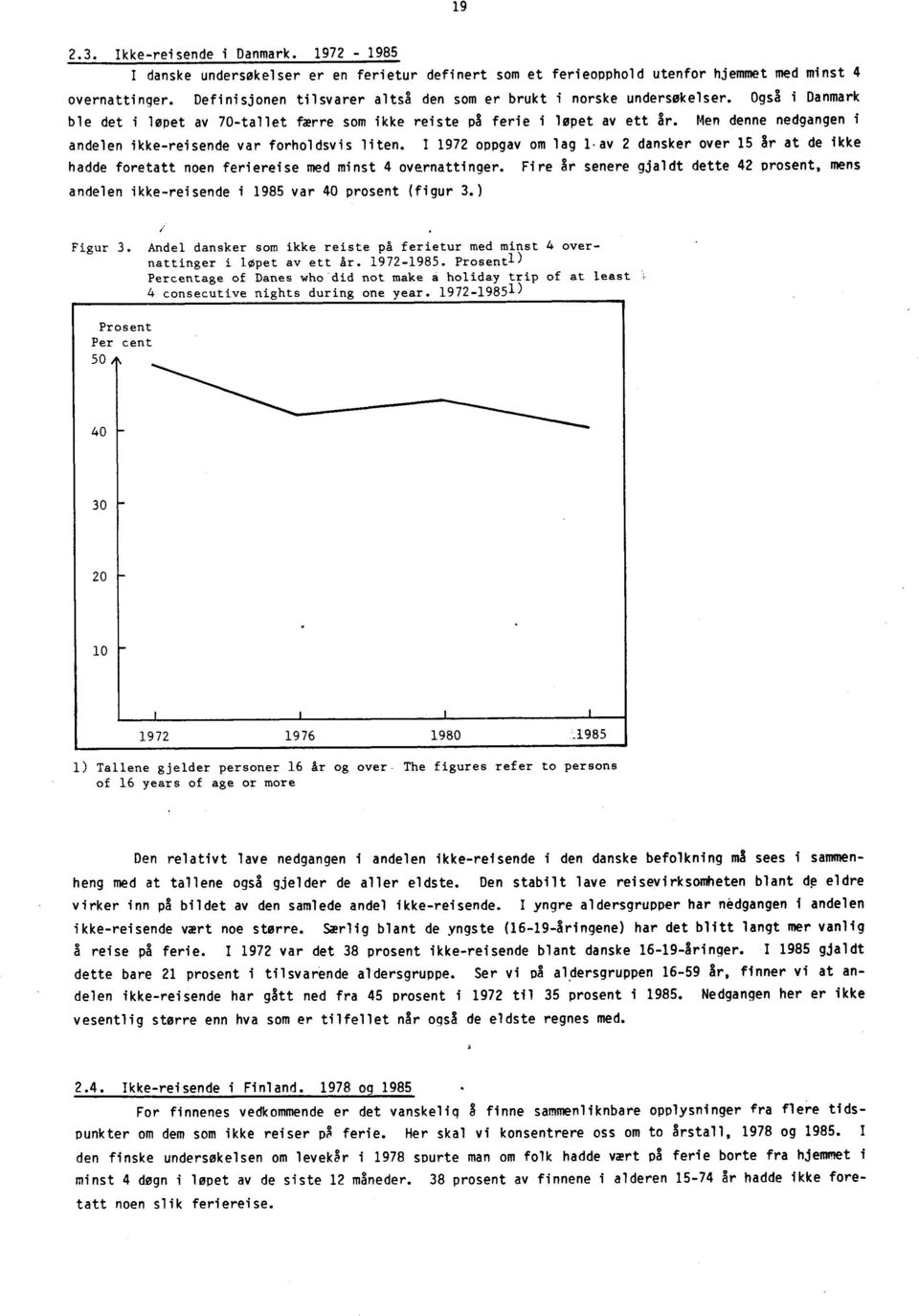 Men denne nedgangen i andelen ikke-reisende var forholdsvis liten. I 1972 oppgav om lag lav 2 dansker over 15 år at de ikke hadde foretatt noen feriereise med minst 4 overnattinger.