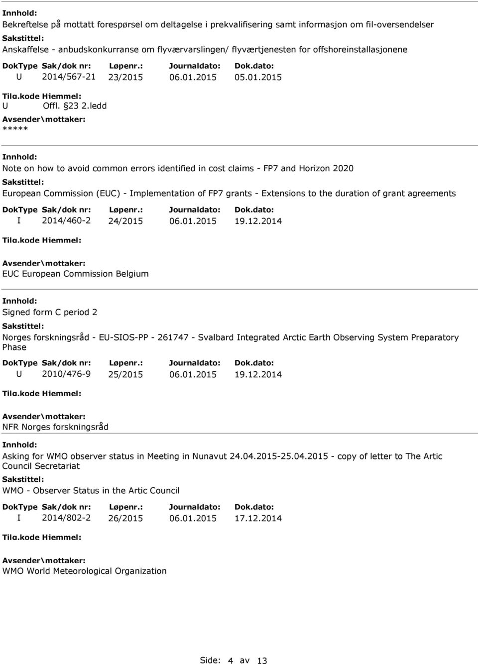 the duration of grant agreements 2014/460-2 24/2015 19.12.