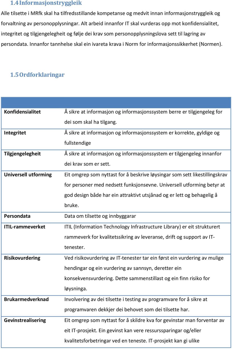 Innanfor tannhelse skal ein ivareta krava i Norm for informasjonssikkerhet (Normen). 1.