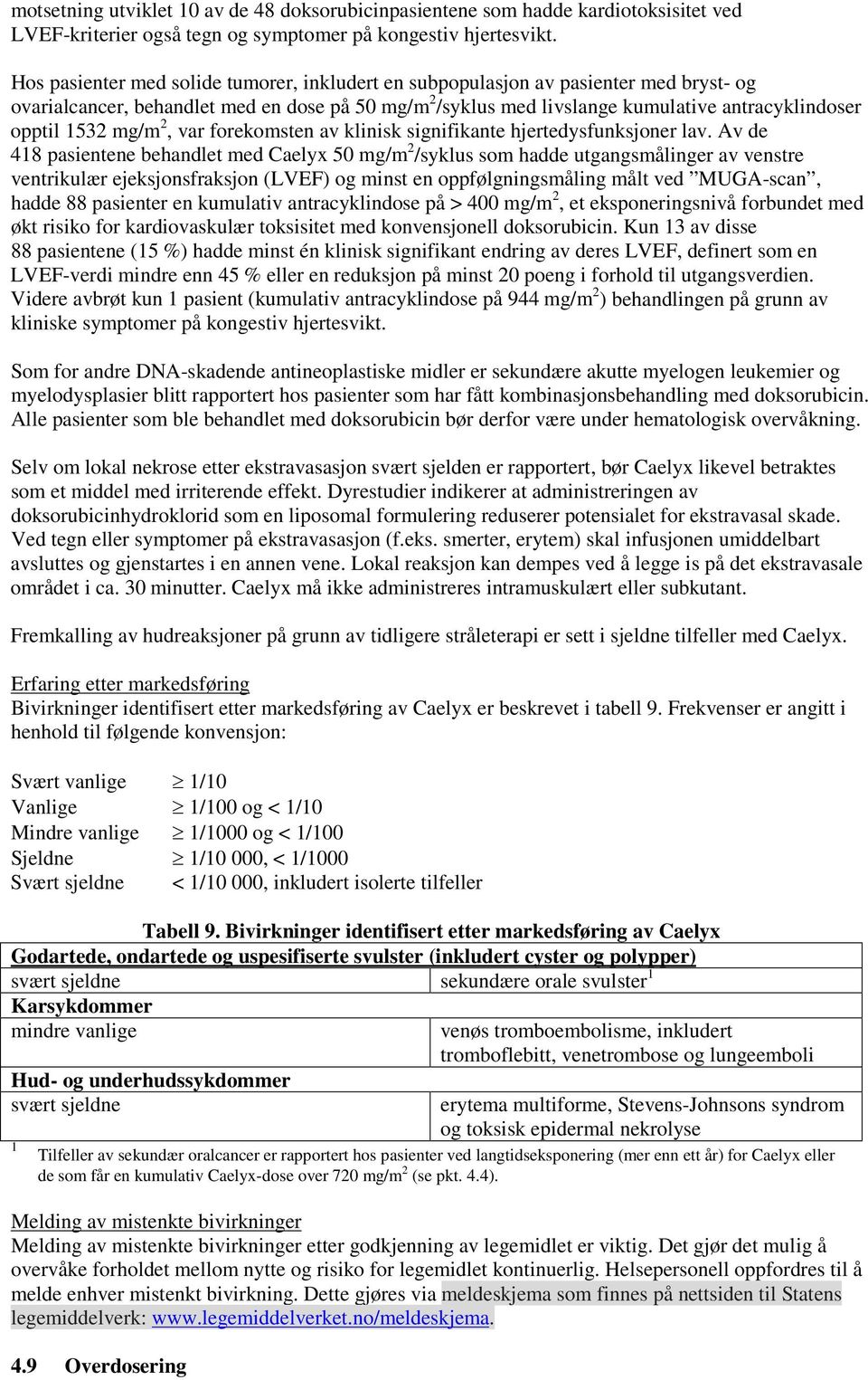 mg/m 2, var forekomsten av klinisk signifikante hjertedysfunksjoner lav.