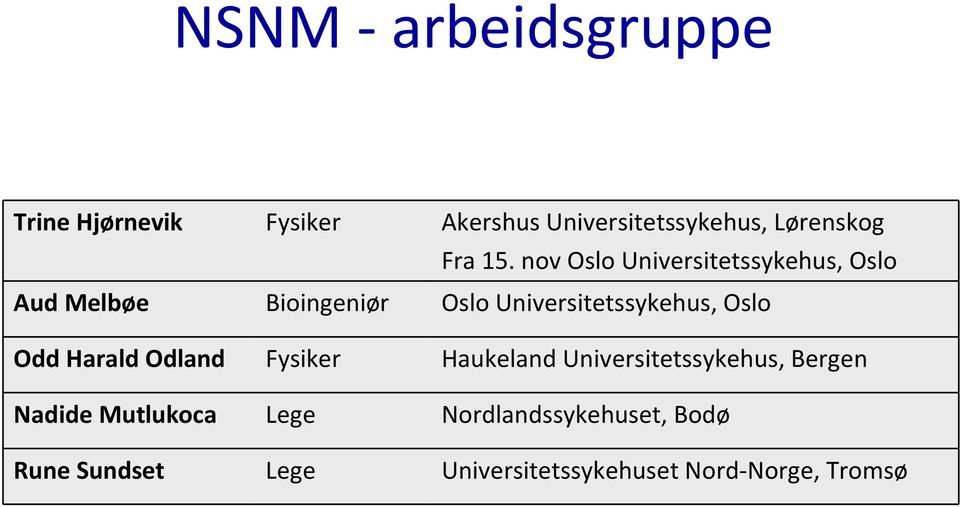 Oslo Odd Harald Odland Fysiker Haukeland Universitetssykehus, Bergen Nadide Mutlukoca