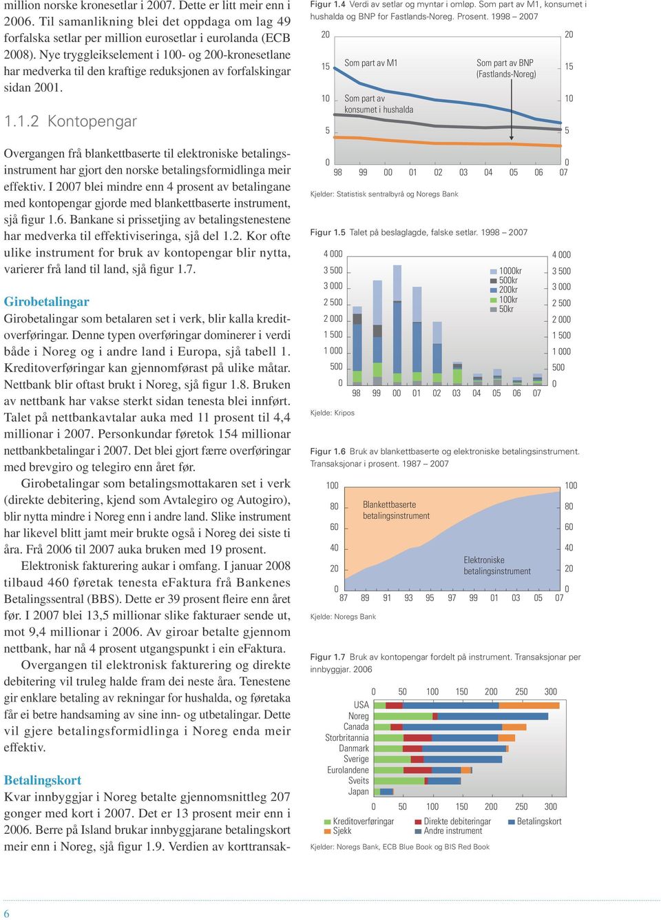 I 27 blei mindre enn 4 prosent av betalingane med kontopengar gjorde med blankett baserte instrument, sjå figur 1.6.