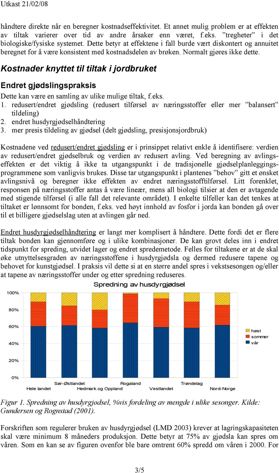 Kostnader knyttet til tiltak i jordbruket Endret gjødslingspraksis Dette kan være en samling av ulike mulige tiltak, f.eks. 1.