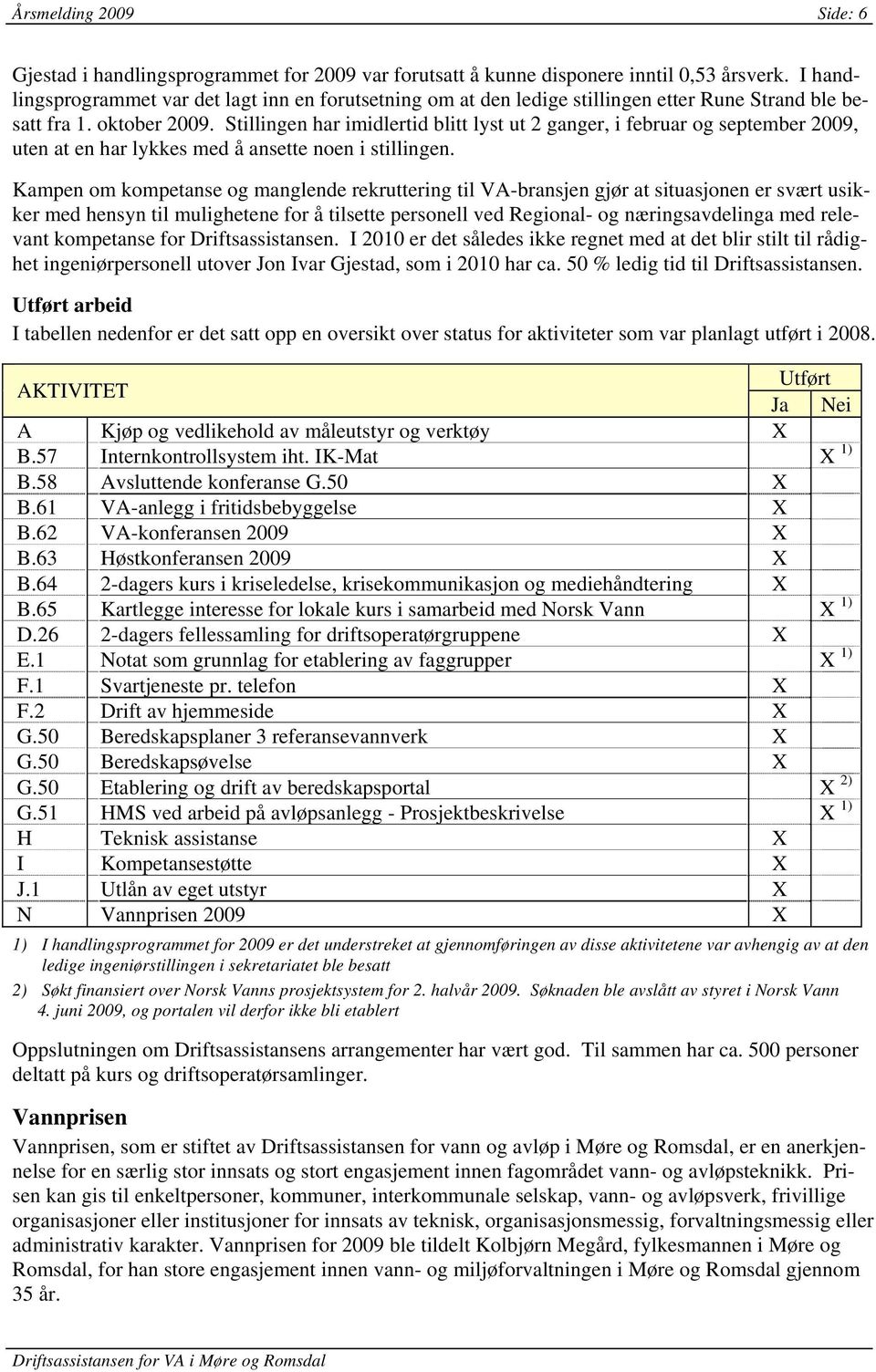 Stillingen har imidlertid blitt lyst ut 2 ganger, i februar og september 2009, uten at en har lykkes med å ansette noen i stillingen.