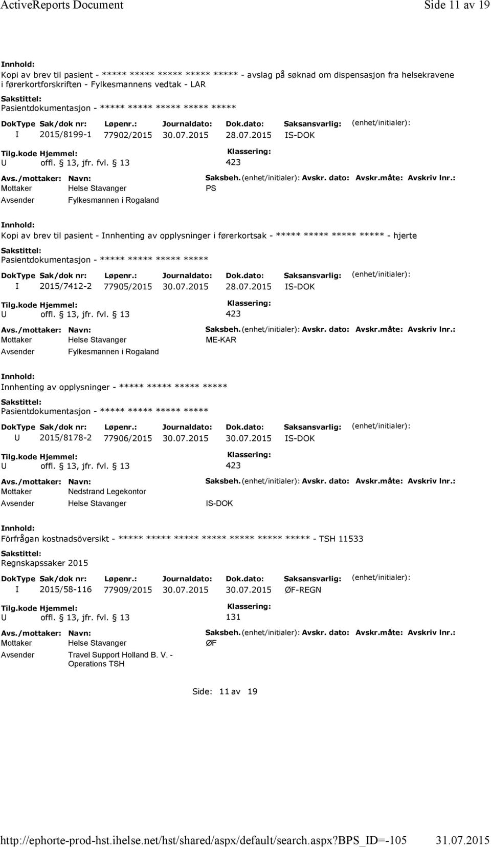 b_d=-105 Side 11 av 19 Kopi av brev til pasient - ***** ***** ***** ***** ***** - avslag på søknad om dispensasjon fra helsekravene i førerkortforskriften - Fylkesmannens vedtak - LAR *****