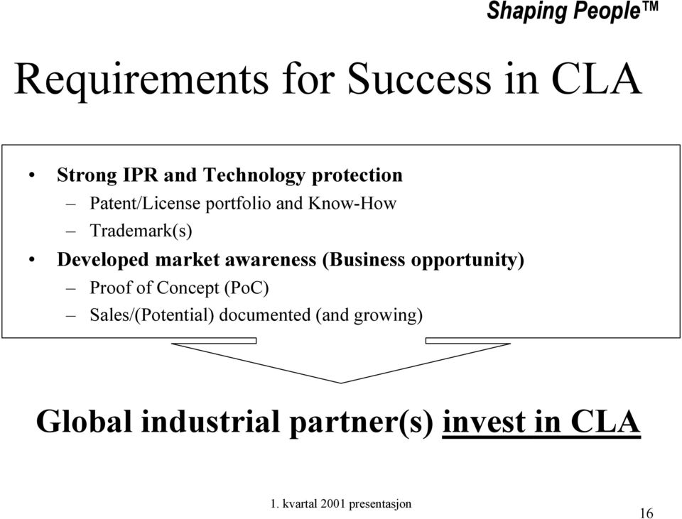 awareness (Business opportunity) Proof of Concept (PoC)