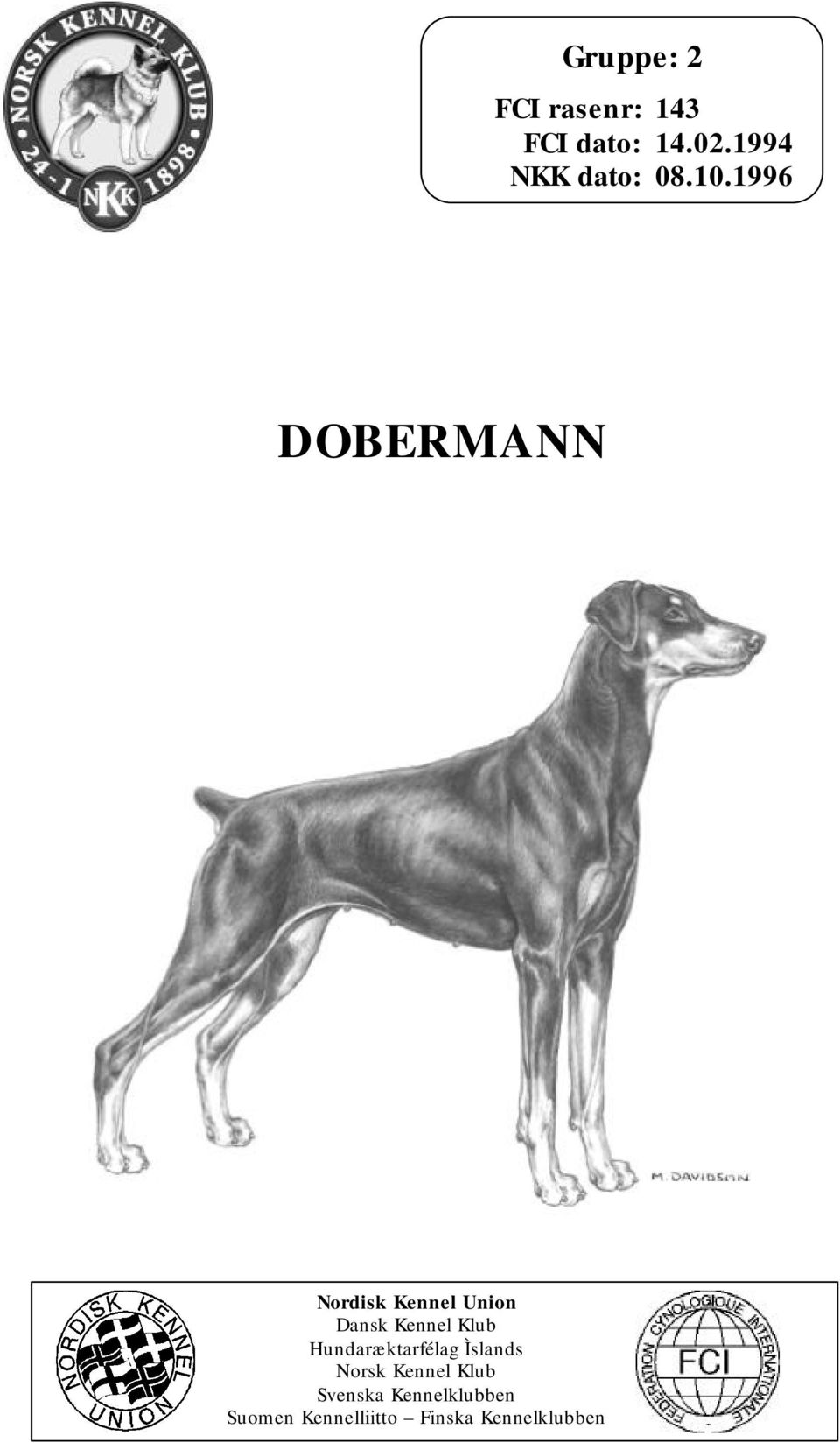 1996 DOBERMANN Nordisk Kennel Union Dansk Kennel Klub