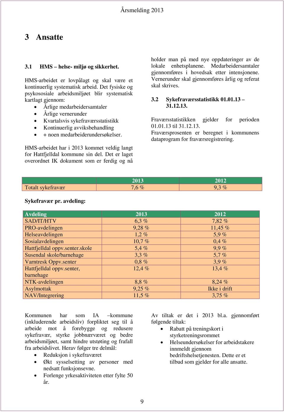 medarbeiderundersøkelser. HMS-arbeidet har i 2013 kommet veldig langt for Hattfjelldal kommune sin del.