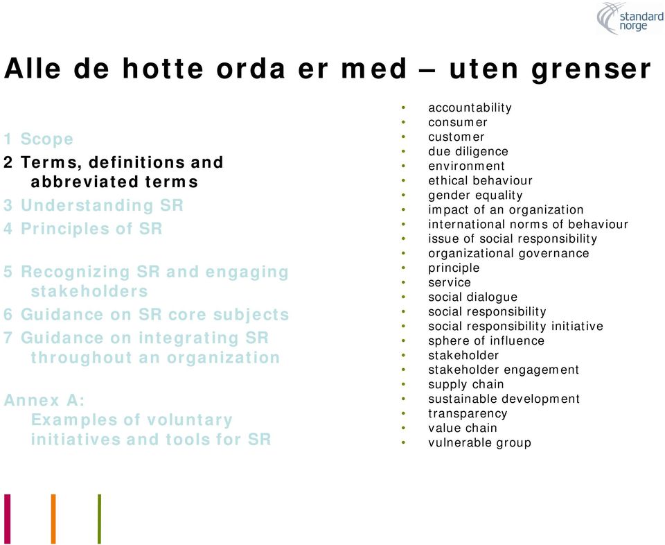 environment ethical behaviour gender equality impact of an organization international norms of behaviour issue of social responsibility organizational governance principle service social