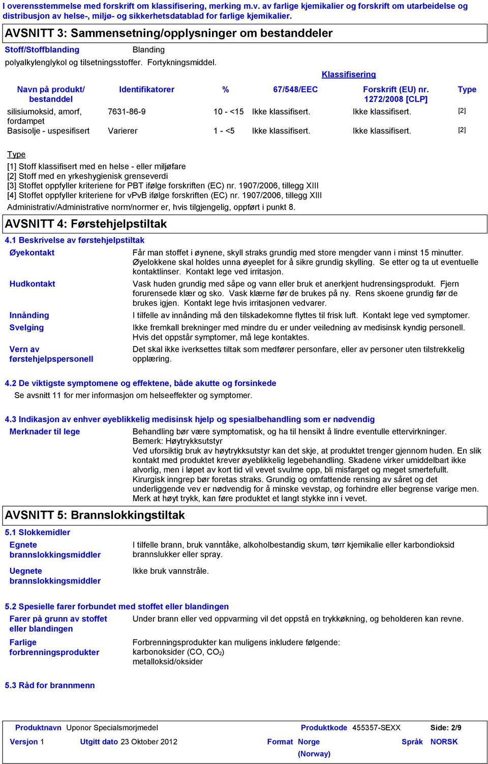 Ikke klassifisert. [2] fordampet Basisolje uspesifisert Varierer 1 <5 Ikke klassifisert.